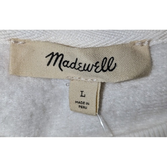 Madewell White Crew Neck Balloon Sleeve Sweatshirt Top Size L NWT $78 - Picture 6 of 11